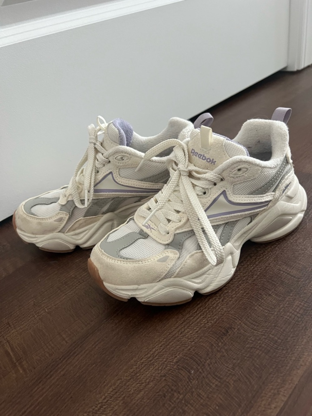 Reebok Women's Cream & Lavender Retro Chunky Sneaker